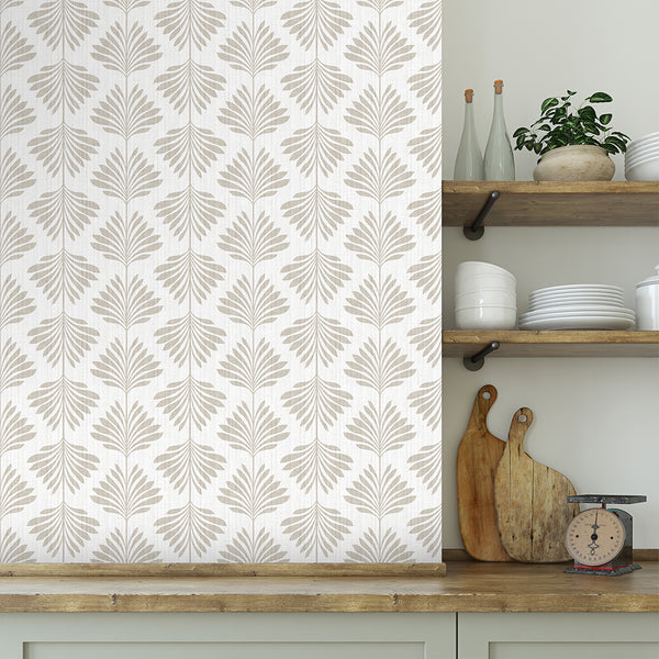 Neutral Palm Leaf Wallpaper L011