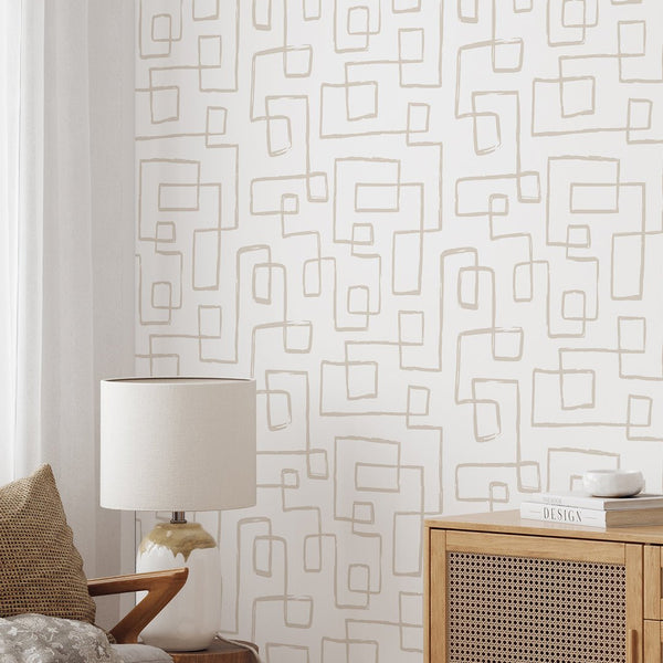 Abstract Beige Line Wallpaper W019 - CostaCover - Peel and stick Removable Wallpaper - Abstract - abstract lines - abstract wall art
