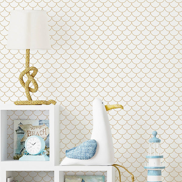 Sand Colored Fish Scales Wallpaper S097 - CostaCover - Peel and stick Removable Wallpaper - Abstract - abstract lines - abstract mural