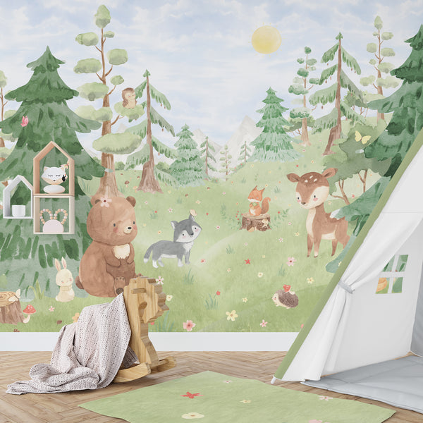 Woodland Animal Nursery Wall Mural LM005