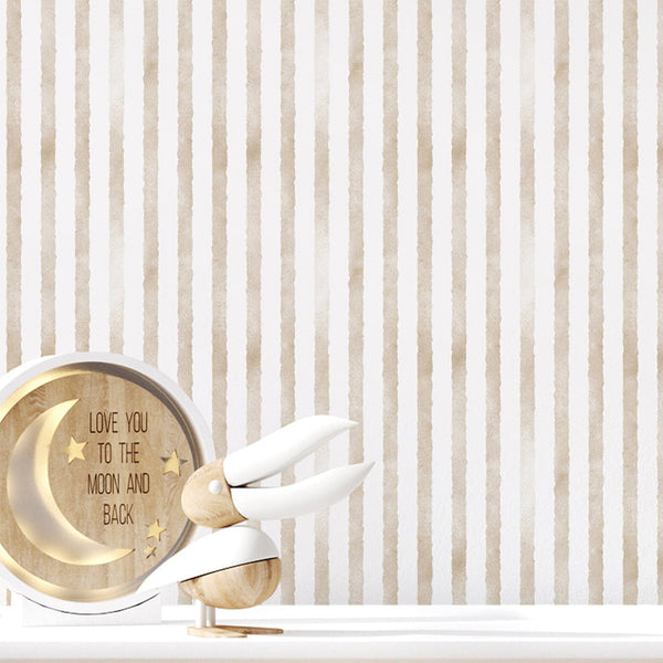 Beige Stripes Wallpaper S115 - CostaCover - Peel and stick Removable Wallpaper - Abstract - abstract wall art - abstract wallpaper