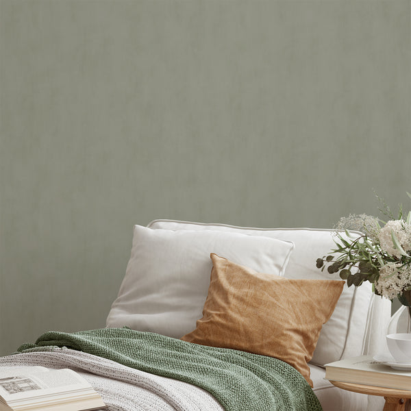 Sage Green Plaster Look Wallpaper S151