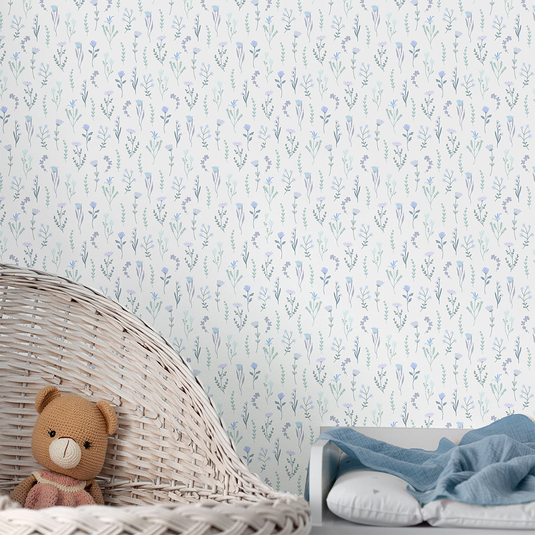 Blue Miniature Flowers Wallpaper S080