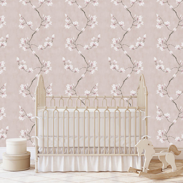 Blush Pink Magnolia Wallpaper W190