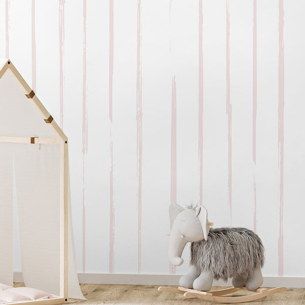 Blush Pink Vertical Stripe Wall Mural AM195