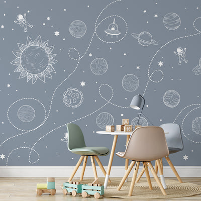 Dusty Blue Universe Wall Mural SM099