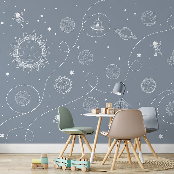 Dusty Blue Universe Wall Mural SM099 - CostaCover - Peel and stick Removable Wallpaper - Abstract - abstract wall art - abstract wallpaper