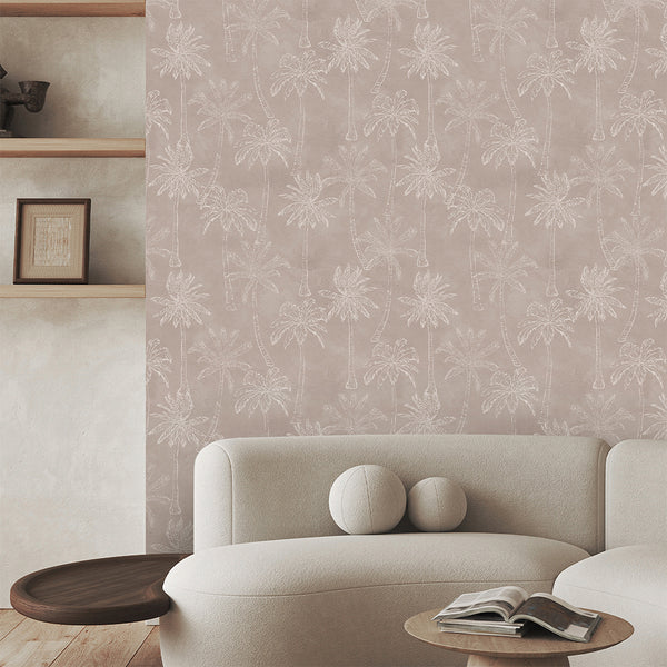 Beige Palm Tree Plaster Wallpaper A135