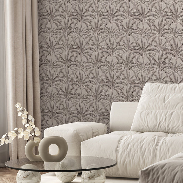 Neutral Gray Banana Leaf Wallpaper A139