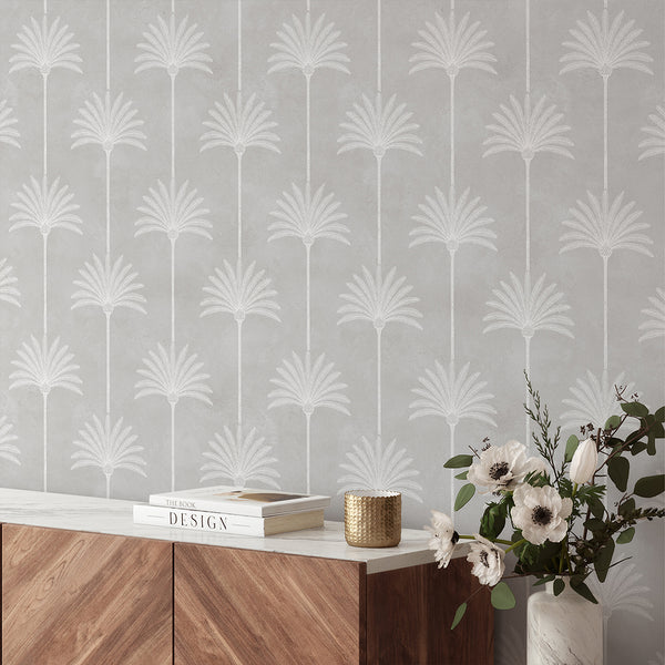 Light Gray Palm Tree Wallpaper L009