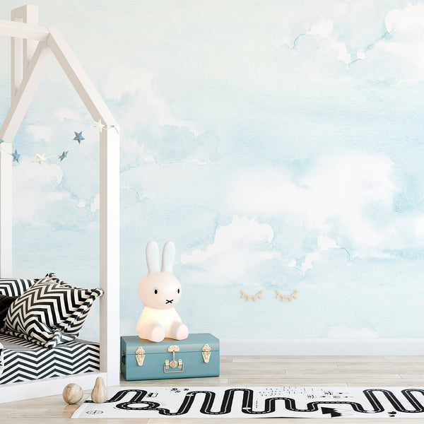 Watercolor Light Blue Sky Wall Mural CCM105 - CostaCover - Peel and stick Removable Wallpaper - 3d wall murals - 3d wall painting - abstract wallpaper