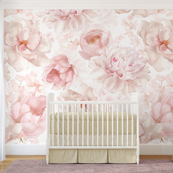 Pastel Pink Flowers Wall Mural SM039 - CostaCover - Peel and stick Removable Wallpaper - abstract wall art - abstract wallpaper - accent wallpaper