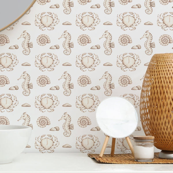 Neutral Sea World Wallpaper W068 - CostaCover - Peel and stick Removable Wallpaper - abstract wallpaper - accent wallpaper - adhesive wallpaper