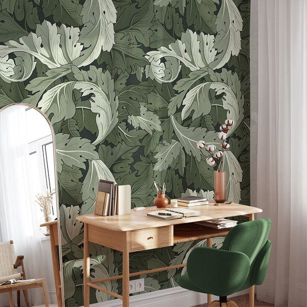 Green Acanthus by Morris Wallpaper W116 - CostaCover - Peel and stick Removable Wallpaper - abstract floral - abstract wallpaper - accent wallpaper