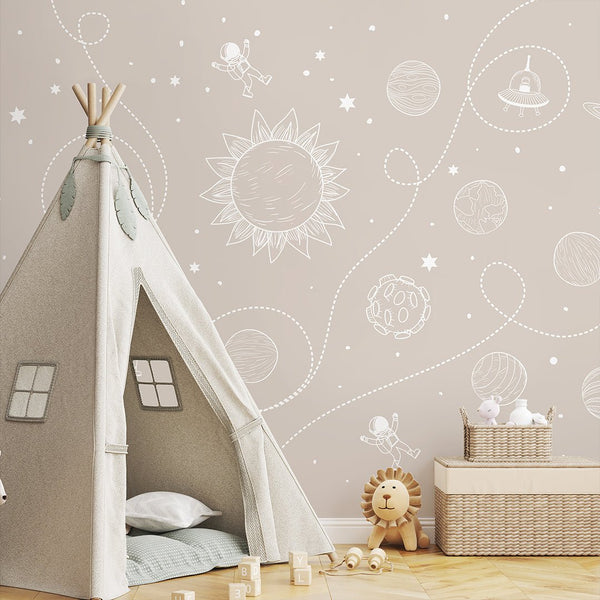 Beige Universe Wall Mural SM100 - CostaCover - Peel and stick Removable Wallpaper - Abstract - abstract wall art - abstract wallpaper