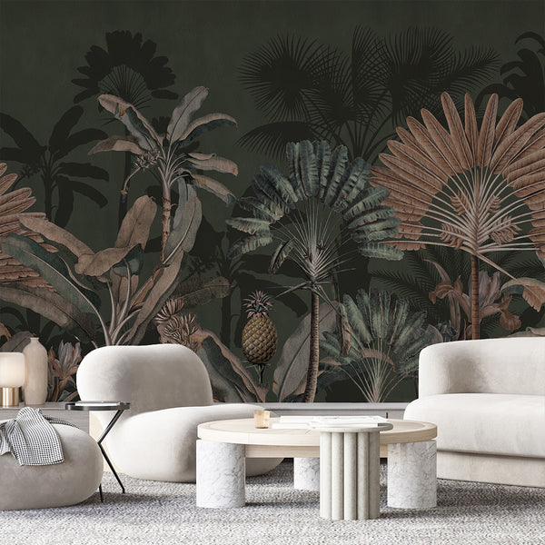Dark Vintage Tropical Jungle Wall Mural AM183