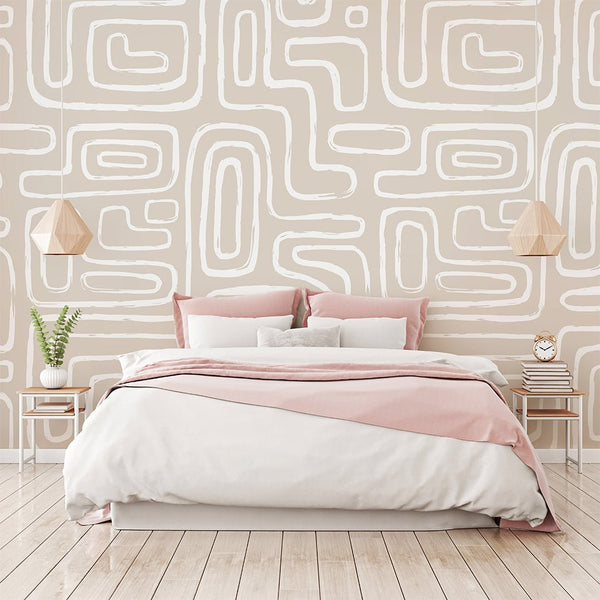 Boho Large Lines Wallpaper W043 - CostaCover - Peel and stick Removable Wallpaper - Abstract - abstract lines - abstract wall art