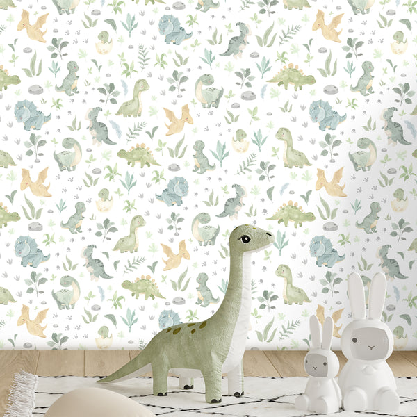 Dinosaur Floral Nursery Wallpaper L141