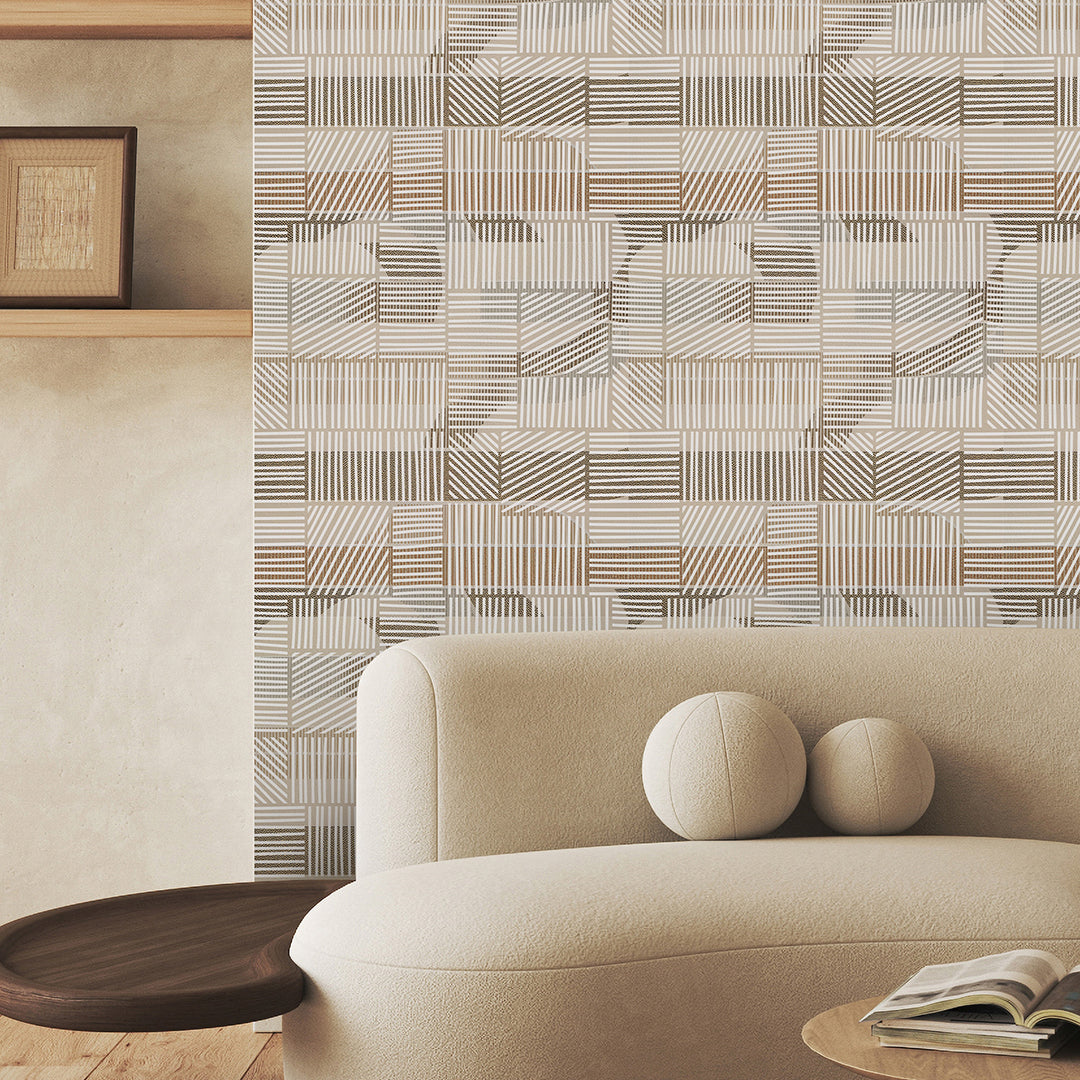 Beige Brown Stripes Wallpaper A009