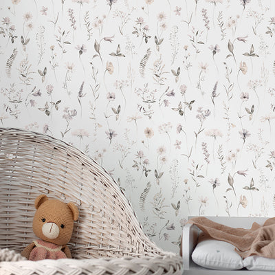 Tiny Neutral Wildflowers Wallpaper S064