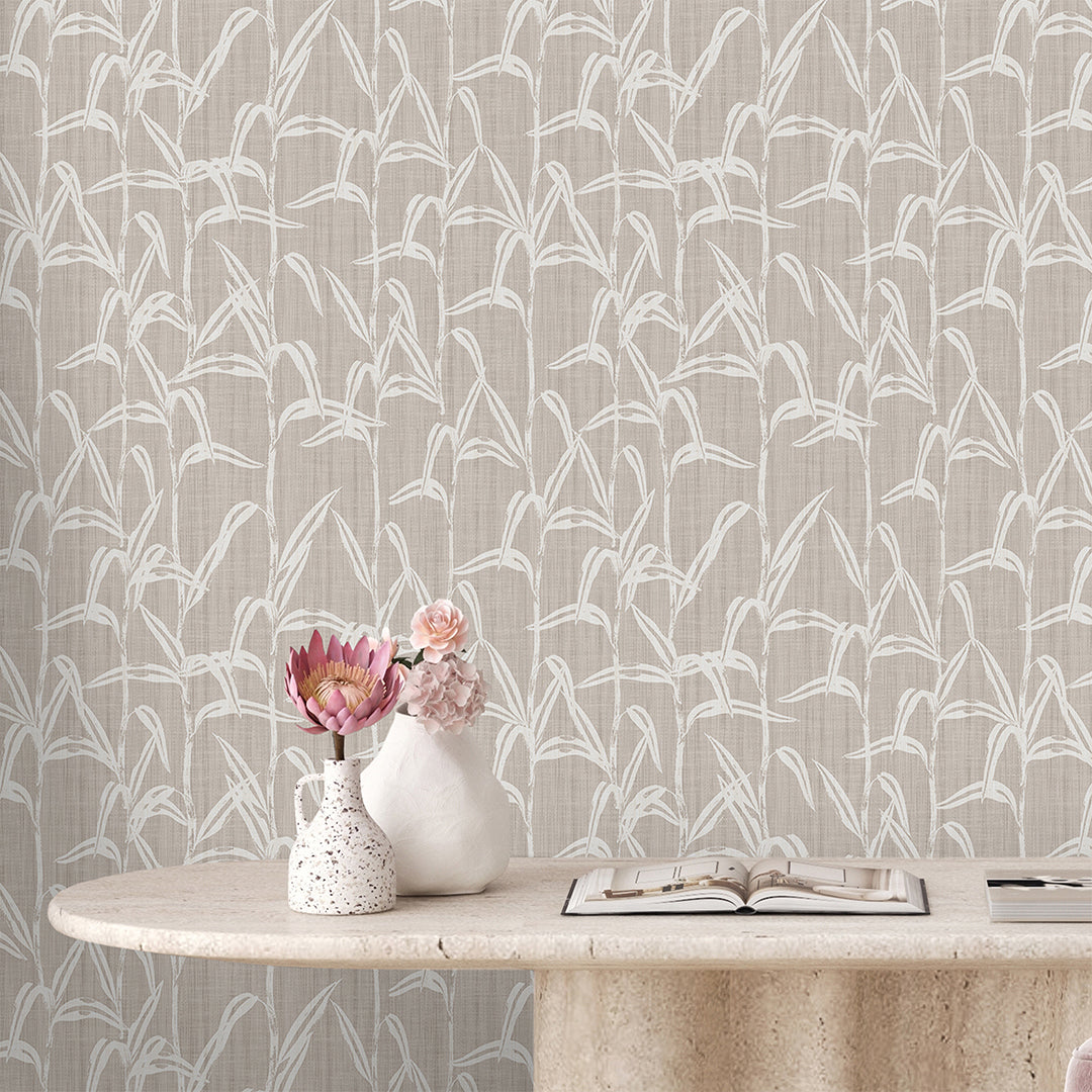 Neutral Beige Bamboo Wallpaper CC357