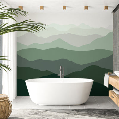 Green Abstract Mountains Self Adhesive Wall Mural WM040