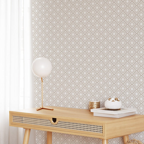 Beige Art Deco Wallpaper CC122 - CostaCover - Peel and stick Removable Wallpaper - Abstract - adhesive wallpaper - art deco