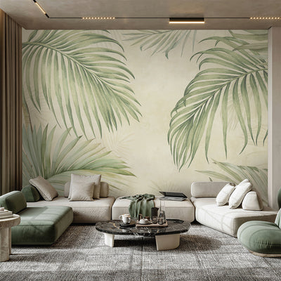 Beige Tropical Palm Leaf Wall Mural AM176