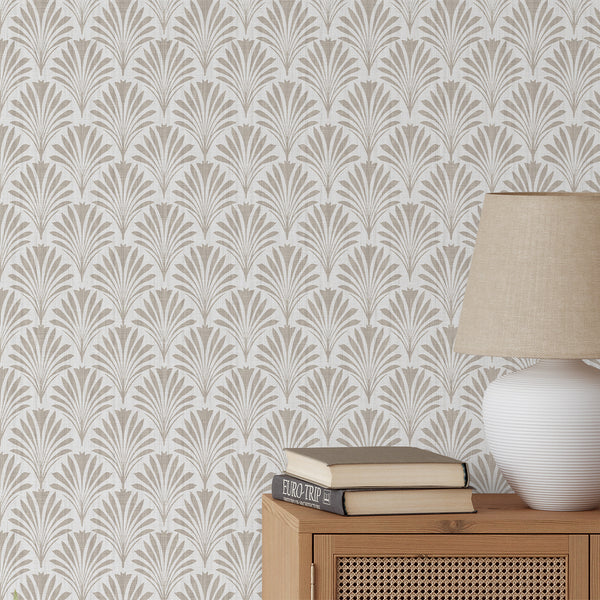 Beige Botanical Leaves Wallpaper L025