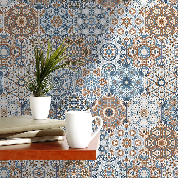 Moroccan Tile Wallpaper CC198 - CostaCover - Peel and stick Removable Wallpaper - adhesive wallpaper - Backsplash panels - bathroom wallpaper