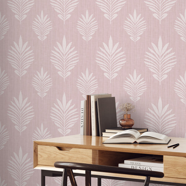 Blush Pink Leaf Wallpaper L031