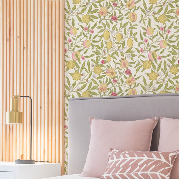 Light Fruit or Pomegranate by Morris Wallpaper W140 - CostaCover - Peel and stick Removable Wallpaper - accent wallpaper - adhesive wallpaper - bathroom wallpaper