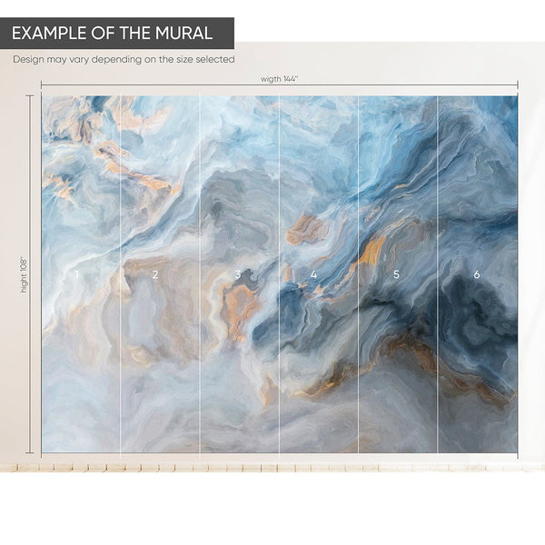 Blue & Gray Marble Texture Wall Mural CCM054 - CostaCover - Peel and stick Removable Wallpaper - 3d wall murals - 3d wall painting - Abstract