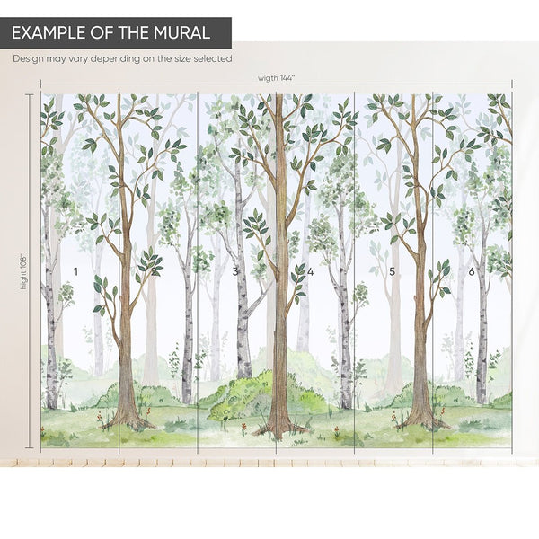 Fairy Misty Forest Wall Mural CCM017 - CostaCover - Peel and stick Removable Wallpaper - accent wallpaper - autumn wallpaper - baby wallpaper