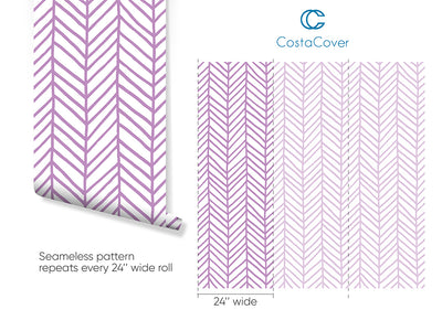 Self Adhesive Purple Chevron Herringbone Removable Wallpaper CC132