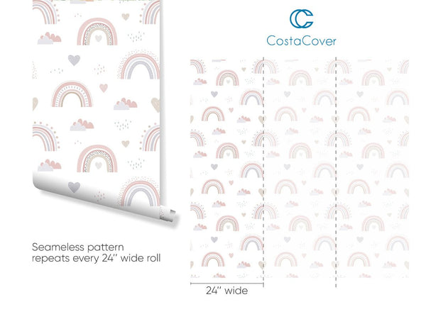 Rainbow Sky Boho Wallpaper CC280 - CostaCover - Peel and stick Removable Wallpaper - accent wallpaper - adhesive wallpaper - bedroom wallpaper