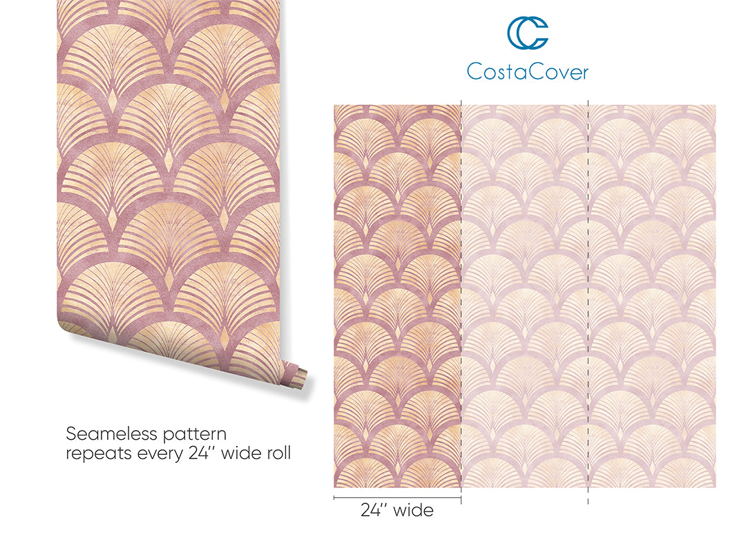 Pink Art Deco Scallops Wallpaper CC181