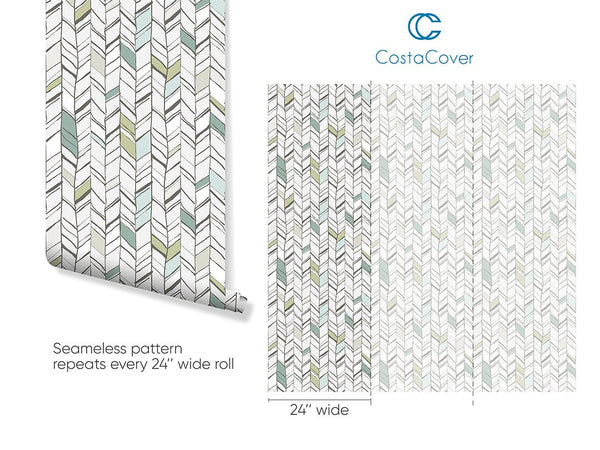 Herringbone Chevron Wallpaper CC197 - CostaCover - Peel and stick Removable Wallpaper - adhesive wallpaper - arrow feather - Backsplash panels
