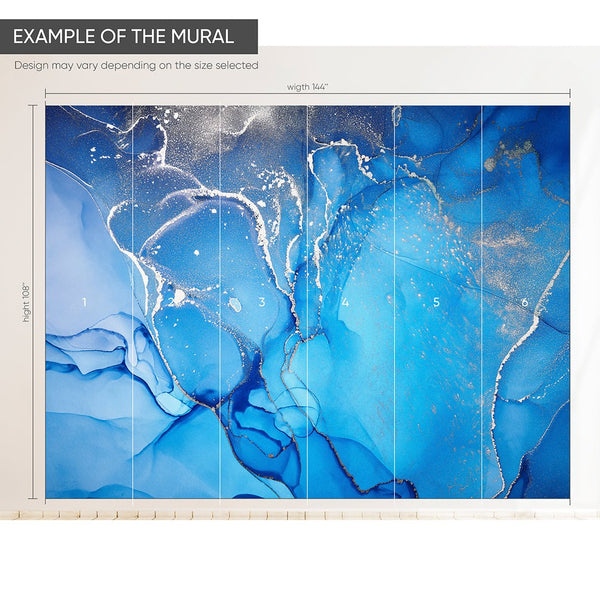 Blue Watercolor ink Wall Mural CCM057 - CostaCover - Peel and stick Removable Wallpaper - 3d wall painting - abstract wall art - abstract wallpaper