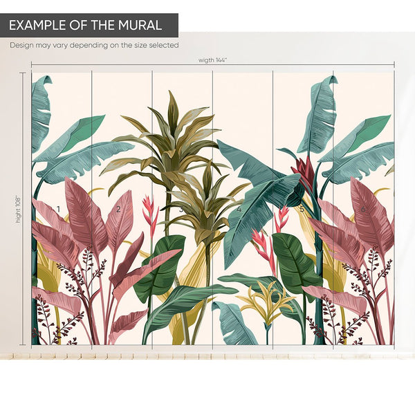 Tropical Banana Leaf Wall Mural CCM076 - CostaCover - Peel and stick Removable Wallpaper - adhesive wallpaper - Banana leaves wallpaper - best removable wallpaper