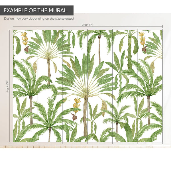 Exotic Palms Wall Mural CCM067 - CostaCover - Peel and stick Removable Wallpaper - accent wallpaper - adhesive wallpaper - adhesive wallpaper design