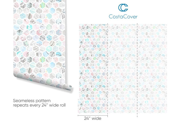 Colorful Honeycomb Wallpaper CC082 - CostaCover - Peel and stick Removable Wallpaper - abstract wallpaper - accent wallpaper - adhesive wallpaper