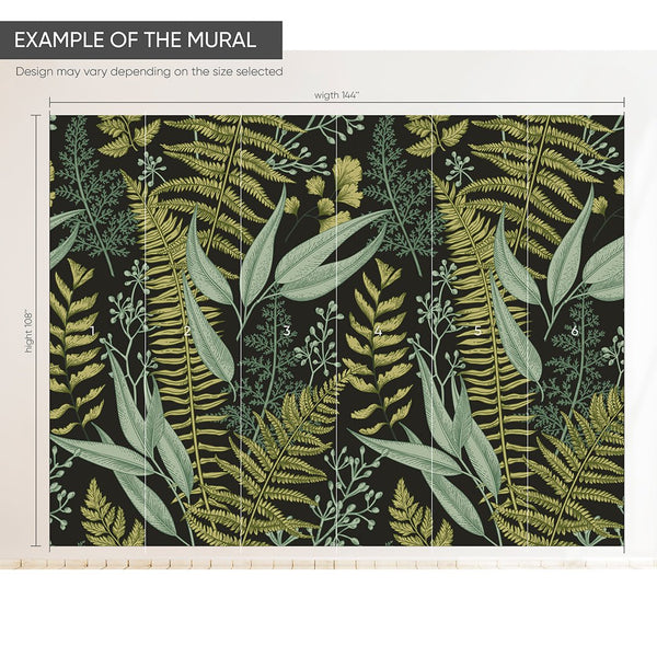 Dark Greenery Fern Wall Mural CCM035 - CostaCover - Peel and stick Removable Wallpaper - accent wallpaper - adhesive wallpaper - adhesive wallpaper design