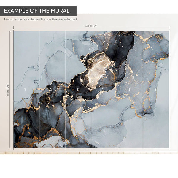 Gray & Black Watercolor ink Wall Mural CCM041 - CostaCover - Peel and stick Removable Wallpaper - 3d wall murals - accent wallpaper - adhesive wallpaper