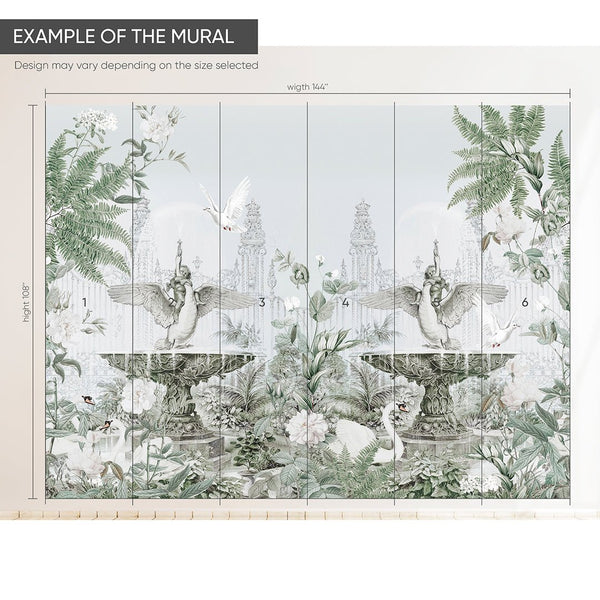 Vintage Garden Wall Mural CCM070 - CostaCover - Peel and stick Removable Wallpaper - 3d wall murals - 70's style - accent wallpaper