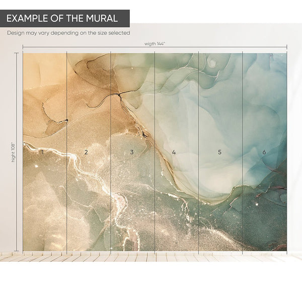 Beige Green Watercolor Ink Wall Mural CCM117 - CostaCover - Peel and stick Removable Wallpaper - watercolorinc - 