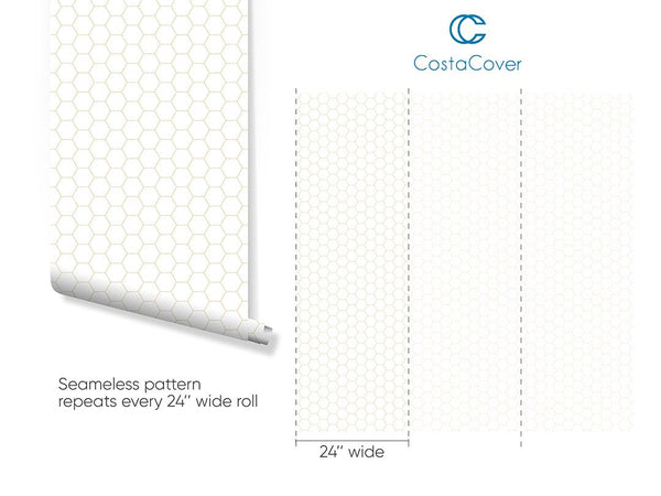 Boho Beige Honeycomb Wallpaper CC222 - CostaCover - Peel and stick Removable Wallpaper - adhesive wallpaper - bathroom wallpaper - bedroom interior