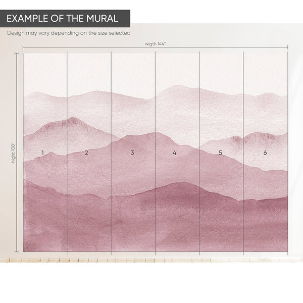 Purple Watercolor Mountains Wall Mural CCM063 - CostaCover - Peel and stick Removable Wallpaper - Abstract - abstract wall art - abstract wallpaper