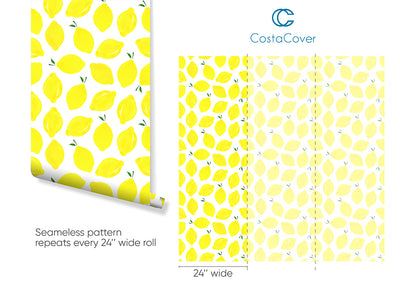 Self Adhesive Juicy Yellow Lemons Removable Wallpaper CC010