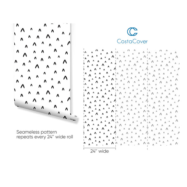 Black & White Chevron Wallpaper CC018 - CostaCover - Peel and stick Removable Wallpaper - Abstract - abstract wallpaper - Black and white